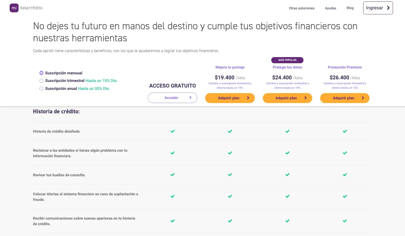 ingreso gratuito a datacredito